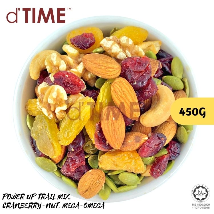 d'TIME Kindland POWER UP TRAIL MIX, CRANBERRY-NUT, MEGA-OMEGA || 100G, 200G, 450G