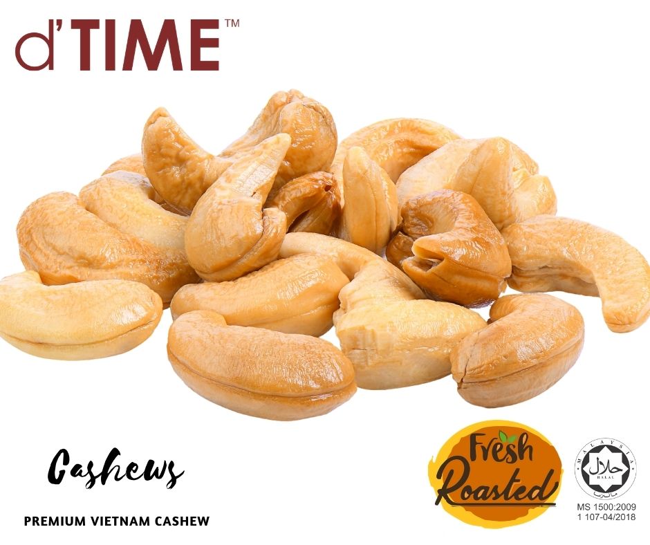 d'TIME Premium Roasted Salted Cashew Nuts (1kg), 500g, 200g