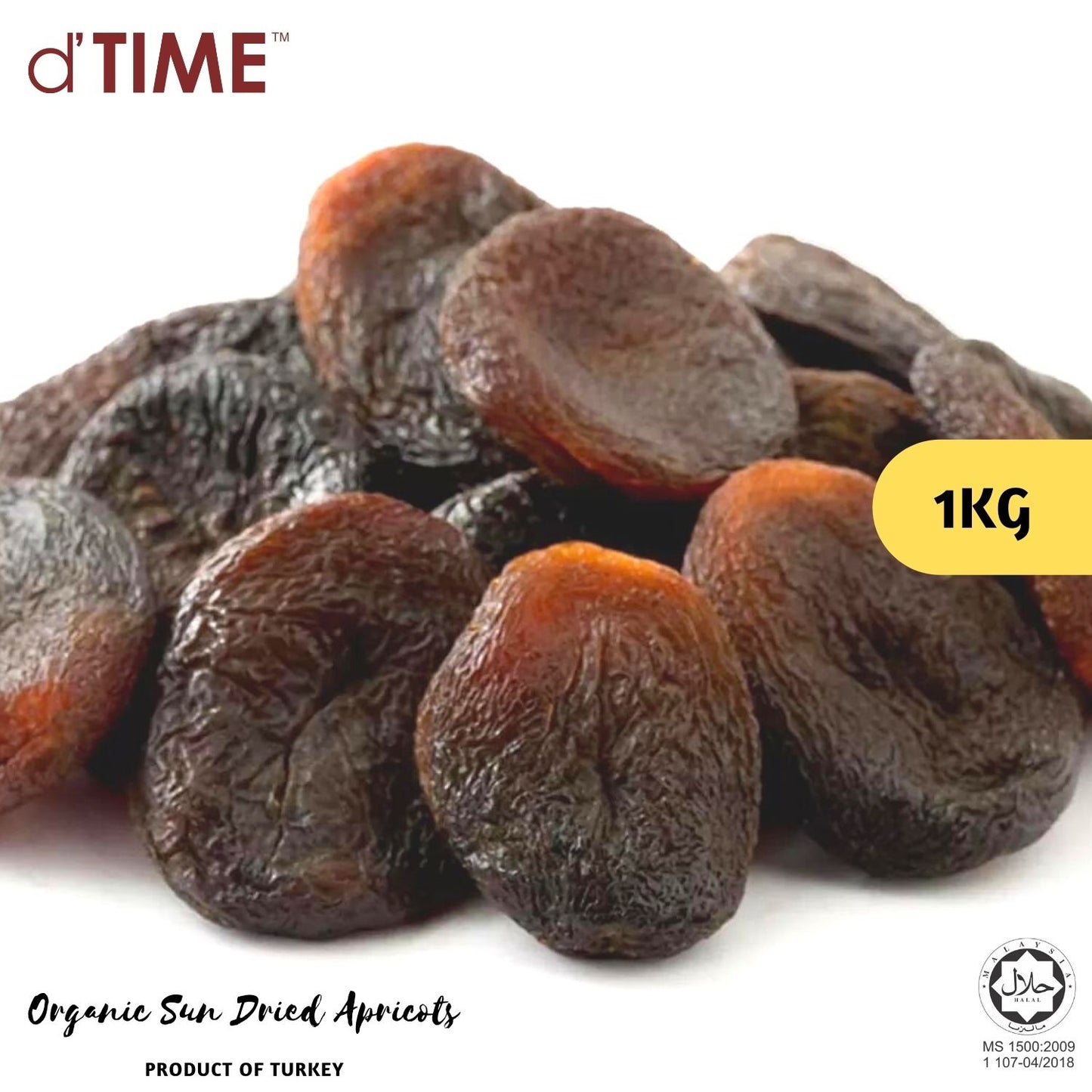 d'TIME Turkey Organic Sundried Apricot, Organic Dried Fruit, Apricot, Vegan || 1kg