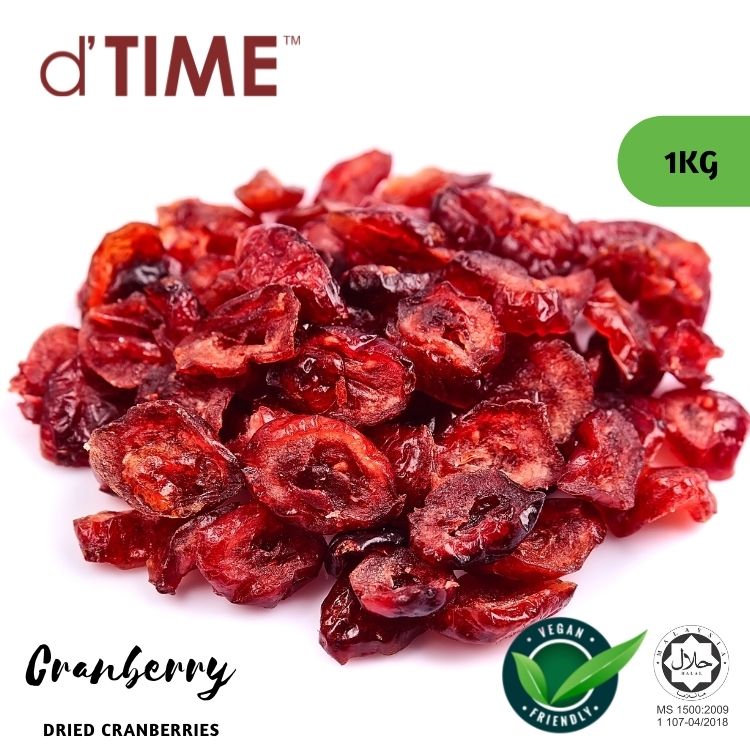 d'TIME Dried Cranberries USA , Dried Cranberry Ruby, low Sugar, Vegan, Buah Cranberi Kering USA 170g, Kranberi Halal, 美国蔓越莓干 170g, 蔓越莓 Ready Stock