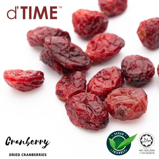 d'TIME Dried Cranberries USA , Dried Cranberry Ruby, low Sugar, Vegan, Buah Cranberi Kering USA 170g, Kranberi Halal, 美国蔓越莓干 170g, 蔓越莓 Ready Stock