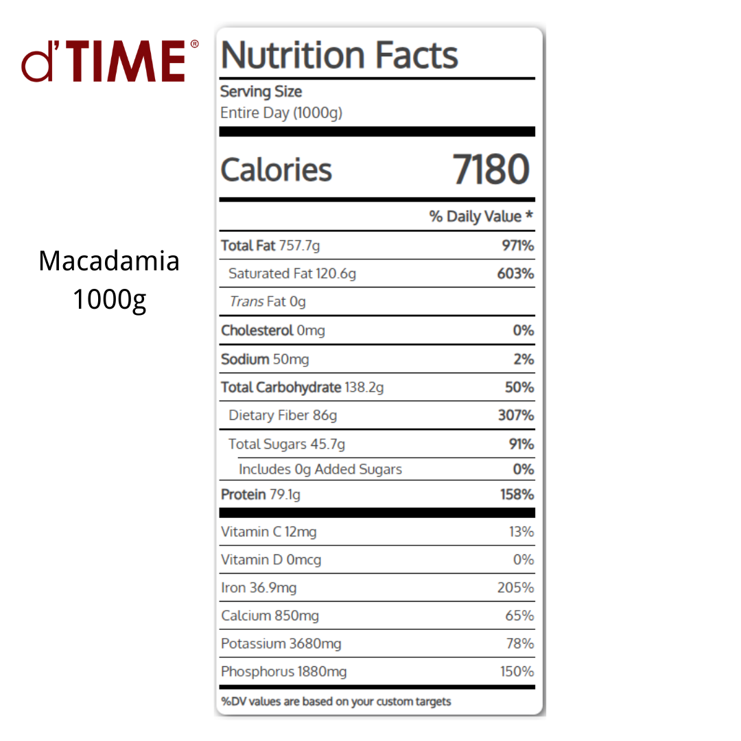d'TIME Premium Raw Macadamia (40g,100g,200g,500g & 1Kg