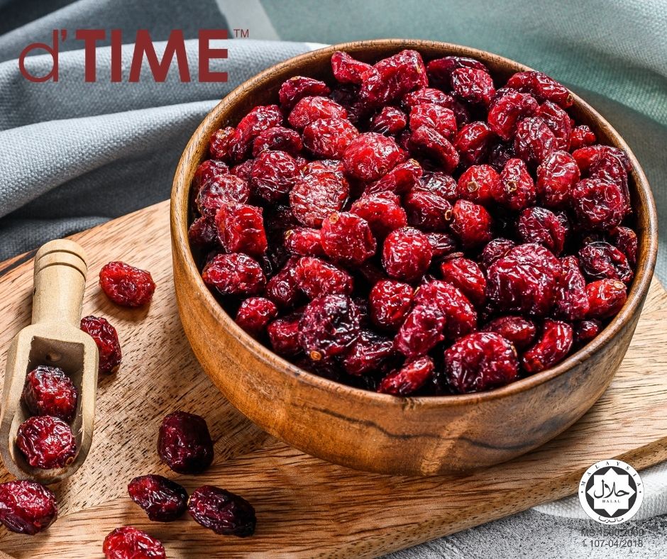 d'TIME Dried Cranberries USA , Dried Cranberry Ruby, low Sugar, Vegan, Buah Cranberi Kering USA 170g, Kranberi Halal, 美国蔓越莓干 170g, 蔓越莓 Ready Stock
