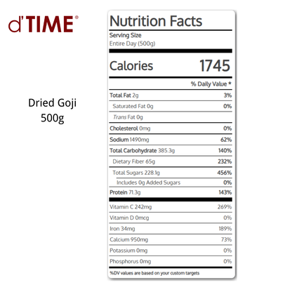 d'TIME Dried Goji Berry Grade 1 Size L Wolfberry, Goji Berri Merah 枸杞子 || 1kg, 500g, 200g & 100g