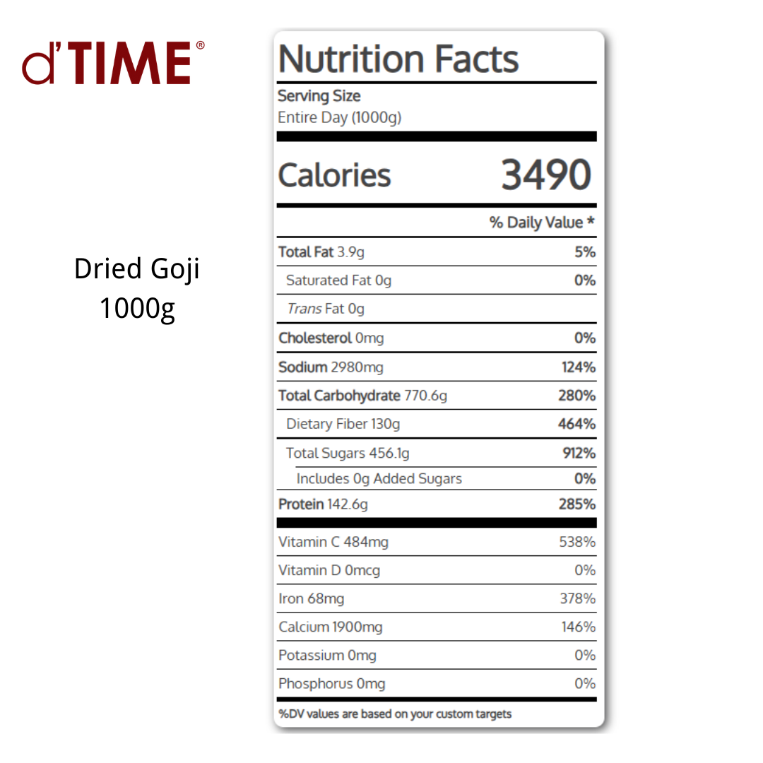 d'TIME Dried Goji Berry Grade 1 Size L Wolfberry, Goji Berri Merah 枸杞子 || 1kg, 500g, 200g & 100g