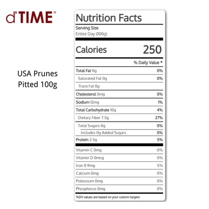 d'TIME USA Prunes, Pitted || 80g, 200g, 500g & 1kg