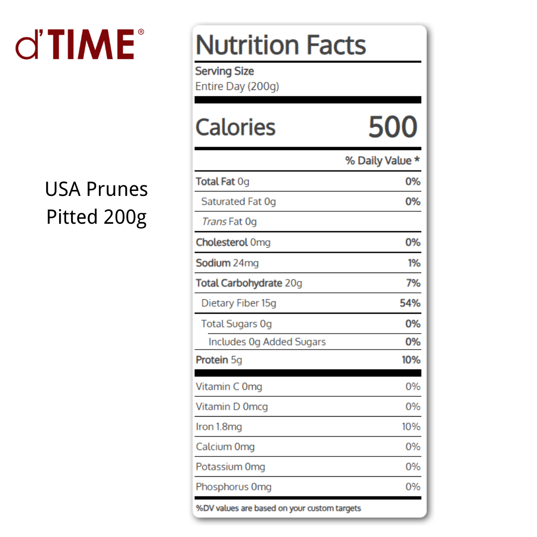d'TIME USA Prunes, Pitted || 80g, 200g, 500g & 1kg