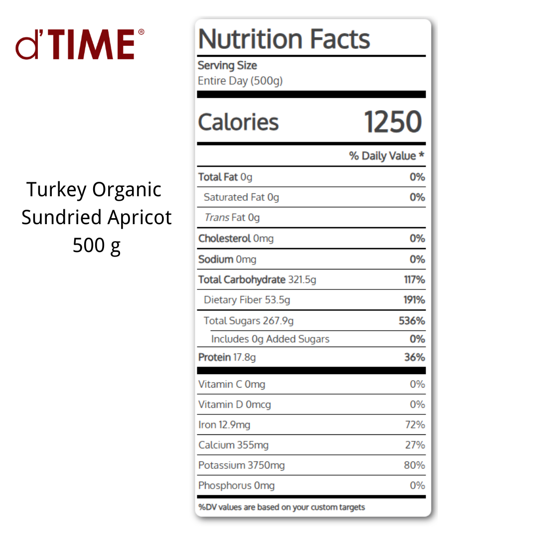 d'TIME Turkey Organic Sundried Apricot [200g, 500g]