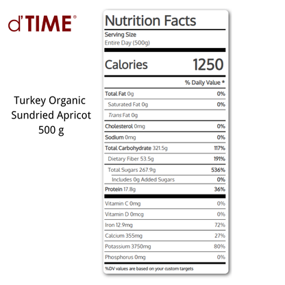 d'TIME Turkey Organic Sundried Apricot [200g, 500g]