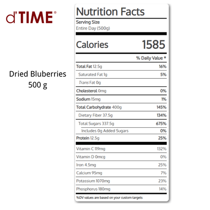 d'TIME Dried Blueberries 100g, 200g, 500g, 1kg