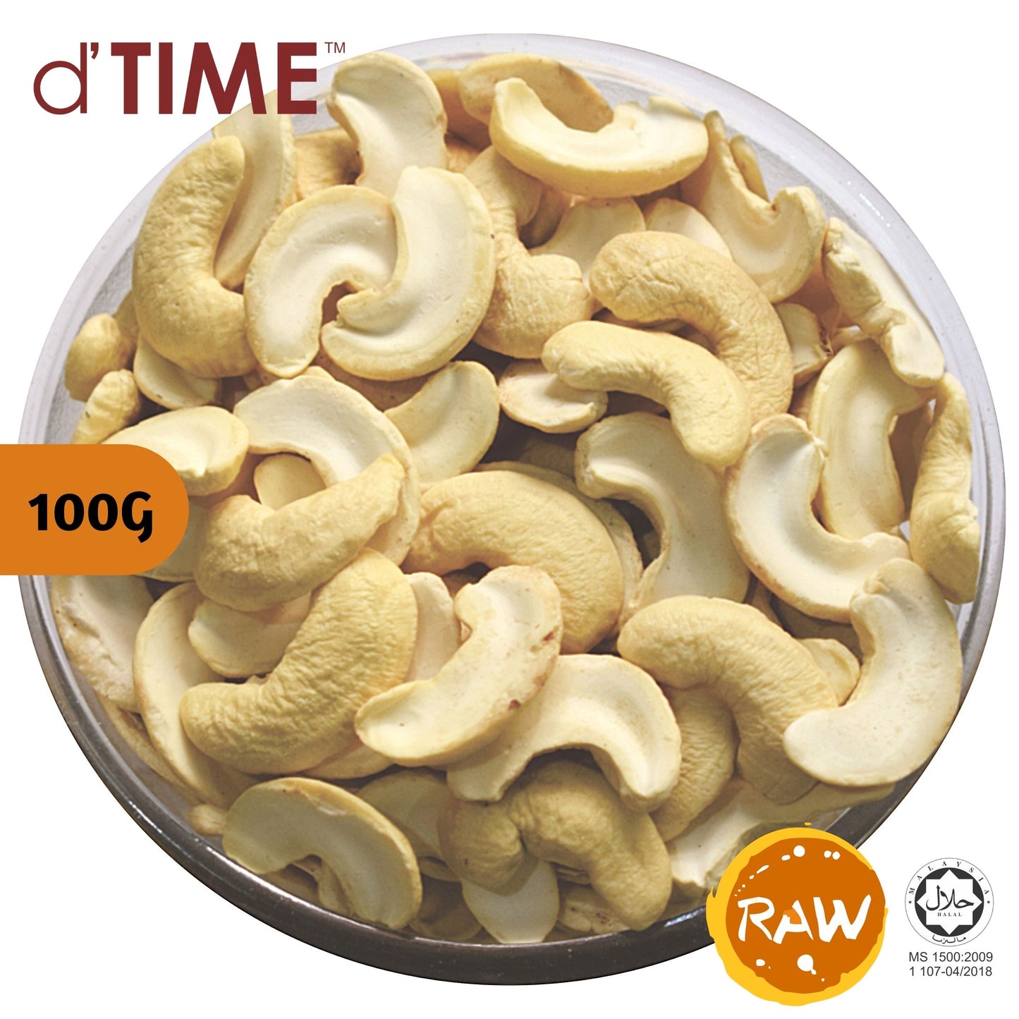 d'TIME Raw Split Cashew Nuts, Cashew Nut Split 1kg,500g, Gajus Belah 1kg  Mentah, 生腰豆腰果, 腰果瓣 1kg, Ready Stock