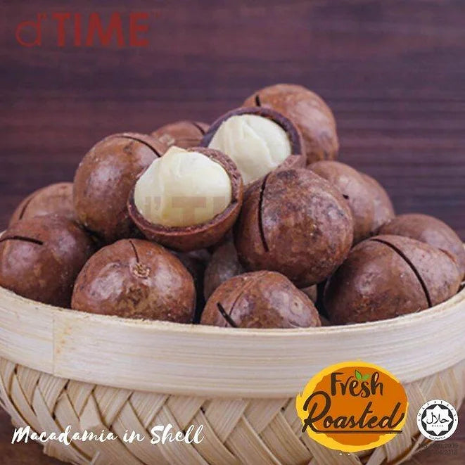 d'TIME Roasted Macadamia Nuts in Shell [500g, 1kg] [FREE Nut Shell Opener]