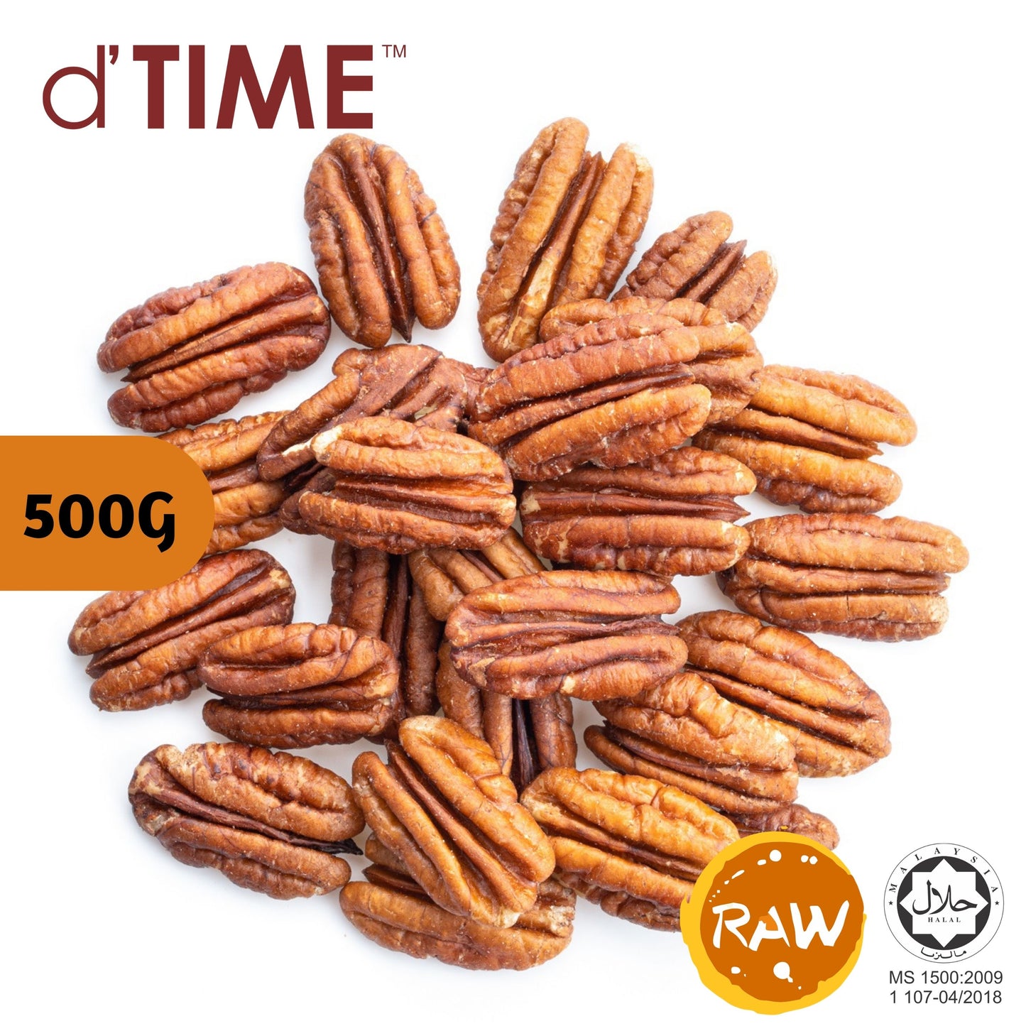 d'TIME Premium Raw Pecan (50g,100g,200g,500g,1Kg)