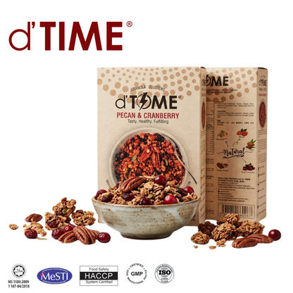 d'TIME Granola Clusters - Pecan Cranberry 格兰诺拉麦片 [216/Box]
