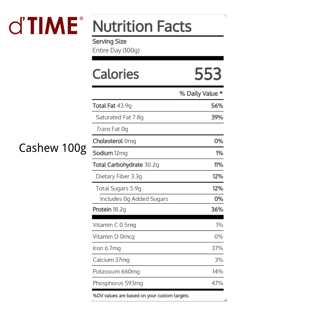 d'TIME Raw Cashew Nut, Cashews, Cashew Nuts, Kacang Gajus, Gajus Mentah, 生腰豆, 腰果, 腰豆坚果 Ready Stock
