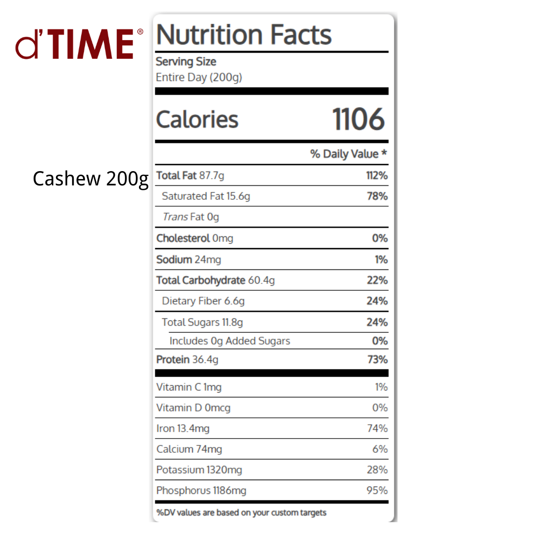 d'TIME Raw Cashew Nut, Cashews, Cashew Nuts, Kacang Gajus, Gajus Mentah, 生腰豆, 腰果, 腰豆坚果 Ready Stock