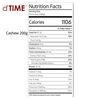 d'TIME Raw Cashew Nut, Cashews, Cashew Nuts, Kacang Gajus, Gajus Mentah, 生腰豆, 腰果, 腰豆坚果 Ready Stock