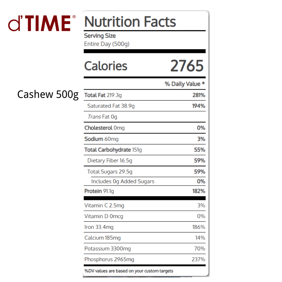 d'TIME Raw Cashew Nut, Cashews, Cashew Nuts, Kacang Gajus, Gajus Mentah, 生腰豆, 腰果, 腰豆坚果 Ready Stock