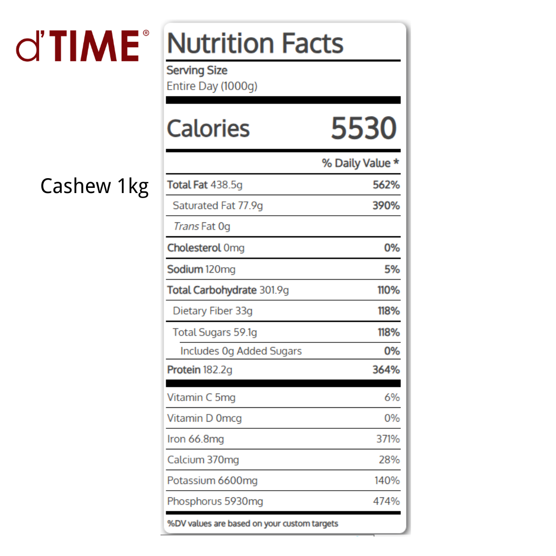 d'TIME Raw Cashew Nut, Cashews, Cashew Nuts, Kacang Gajus, Gajus Mentah, 生腰豆, 腰果, 腰豆坚果 Ready Stock