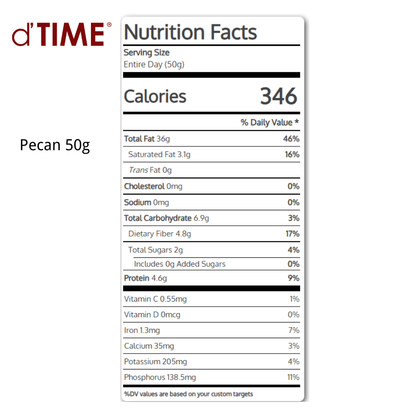 d'TIME Premium Raw Pecan (50g,100g,200g,500g,1Kg)