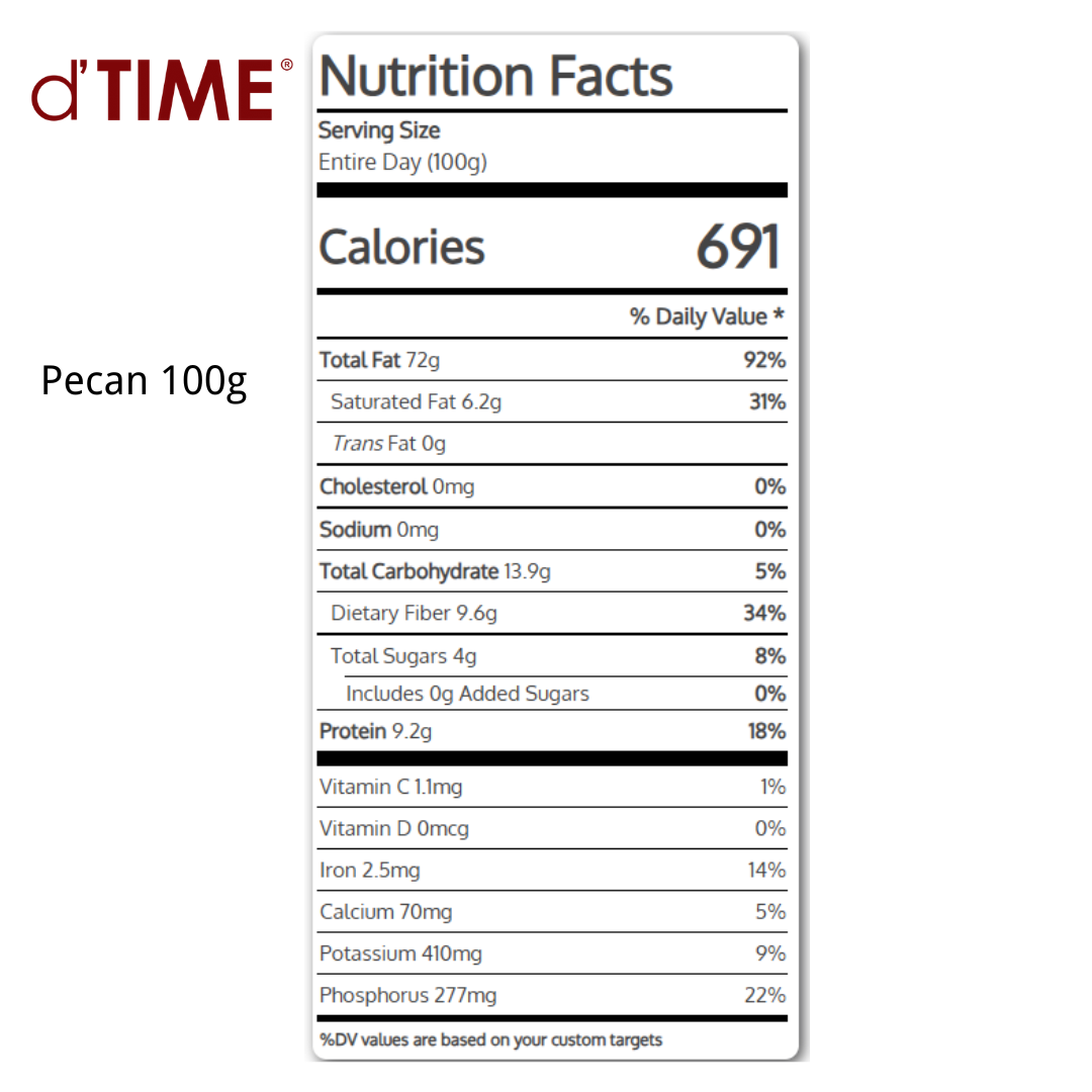 d'TIME Premium Raw Pecan (50g,100g,200g,500g,1Kg)