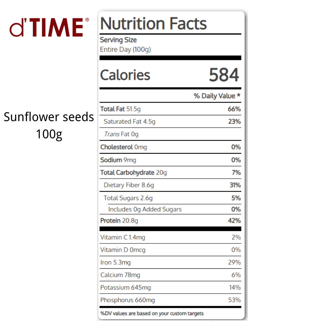 d'TIME Raw Sunflower Seeds (100g),200g,500g,1Kg