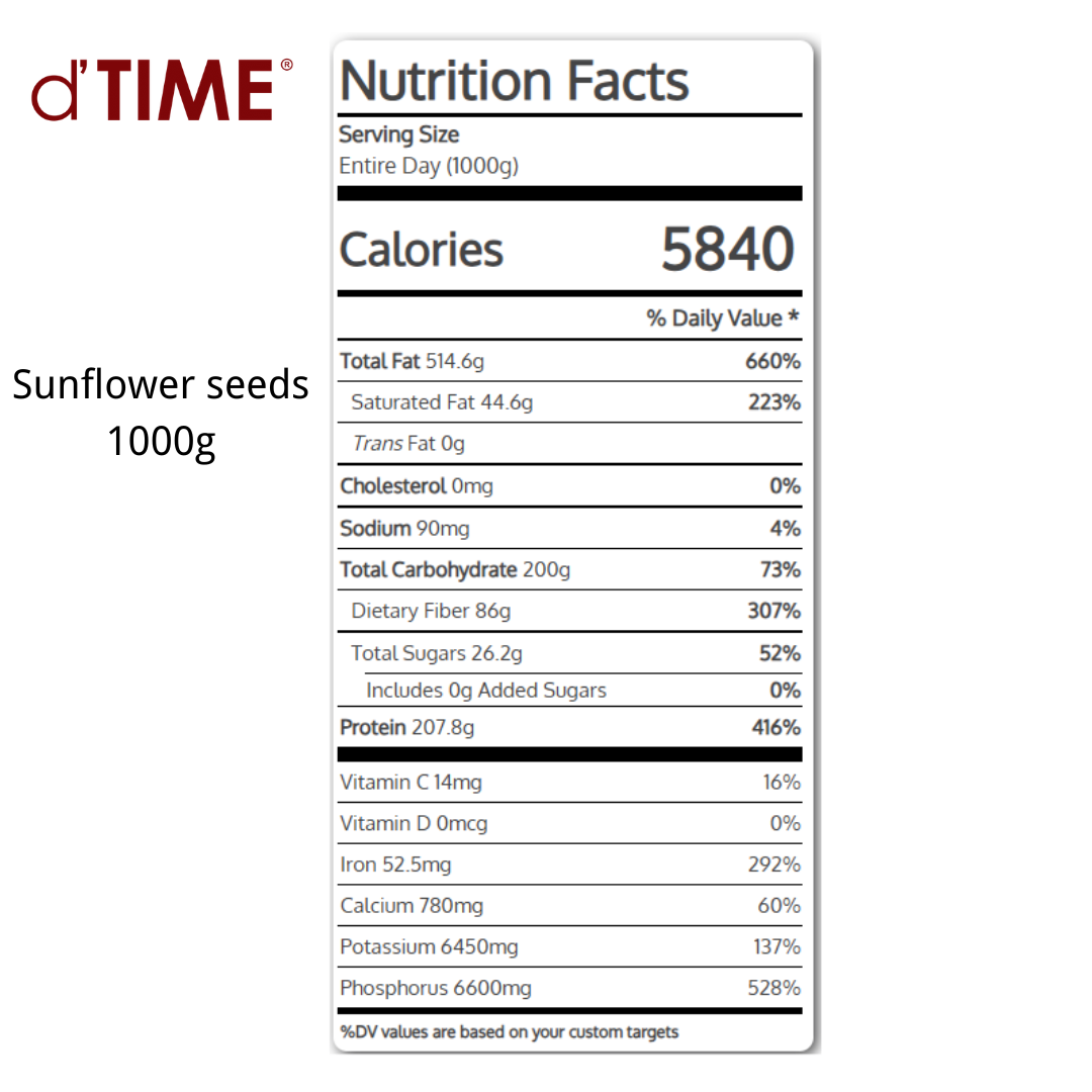 d'TIME Raw Sunflower Seeds (100g),200g,500g,1Kg