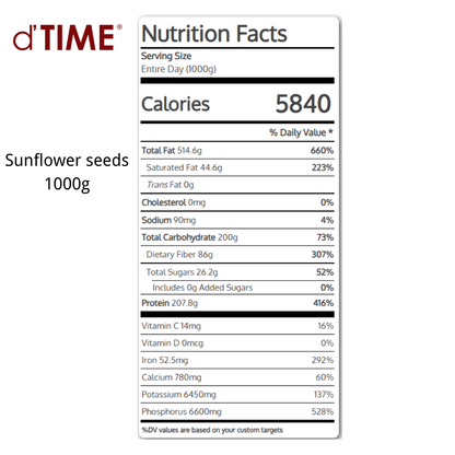 d'TIME Raw Sunflower Seeds (100g),200g,500g,1Kg