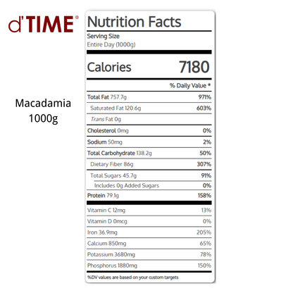 d'TIME Premium Raw Macadamia (40g,100g,200g,500g & 1Kg