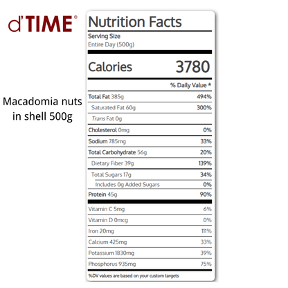 d'TIME Roasted Macadamia Nuts in Shell [500g, 1kg] [FREE Nut Shell Opener]