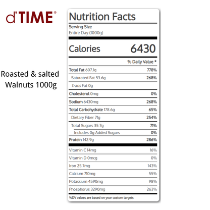 d'TIME Premium Roasted & Salted Walnut [500g, 1kg]