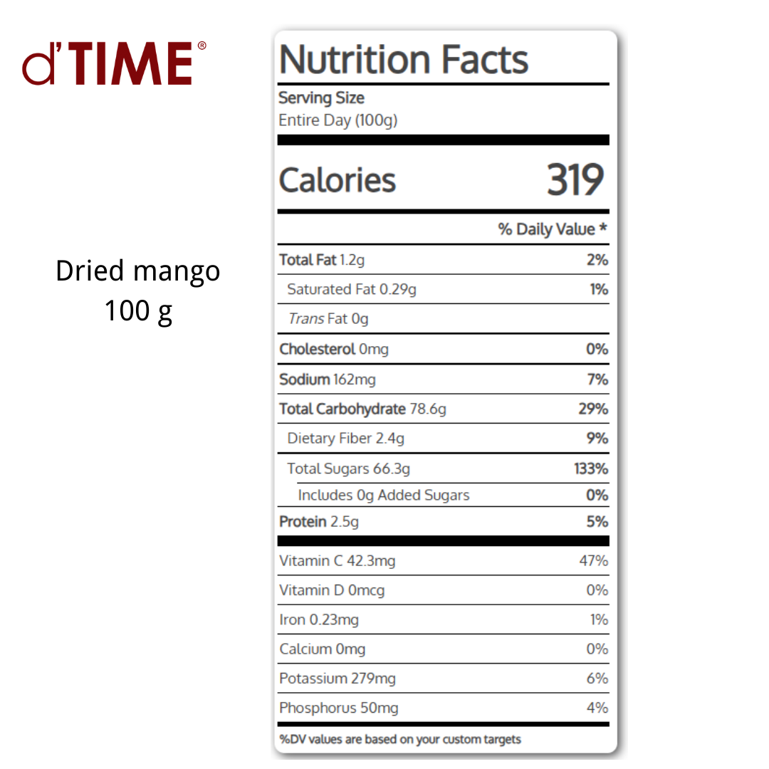 d'TIME Low Sugar Thai Natural Dried Mango Slice Ready to Eat 100g, 200g, 300g