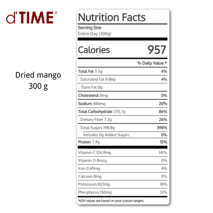 d'TIME Low Sugar Thai Natural Dried Mango Slice Ready to Eat 100g, 200g, 300g