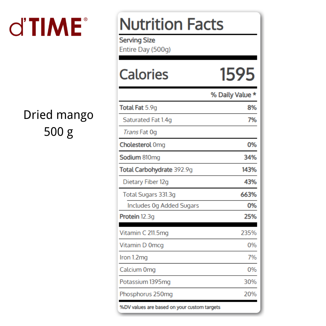 d'TIME Low Sugar Thai Natural Dried Mango Slice Ready to Eat || 500G & 1KG