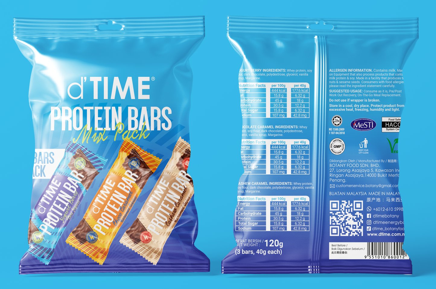 d'TIME Protein Bar Variety Mix Pack || (6 PACK/BAG)