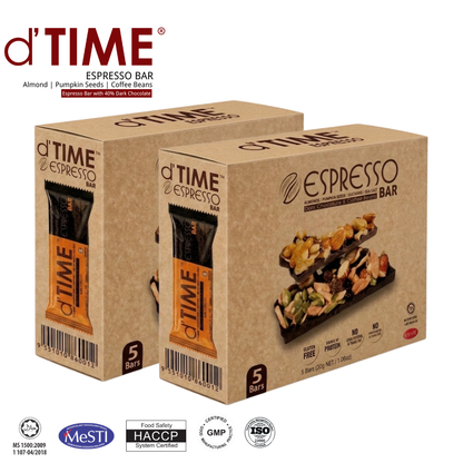 d'TIME Espresso Energy Bar™ [Twin Gift Box, 5bars/Box]